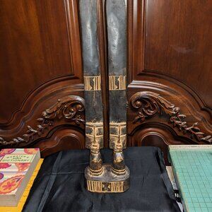 Ghana Double Fanti Fertility Doll 15 1/2” African Art Wood Carving Tribal Decor